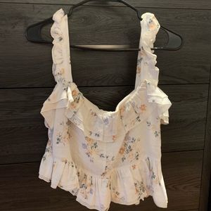 WAYF linen ruffle detail blouse